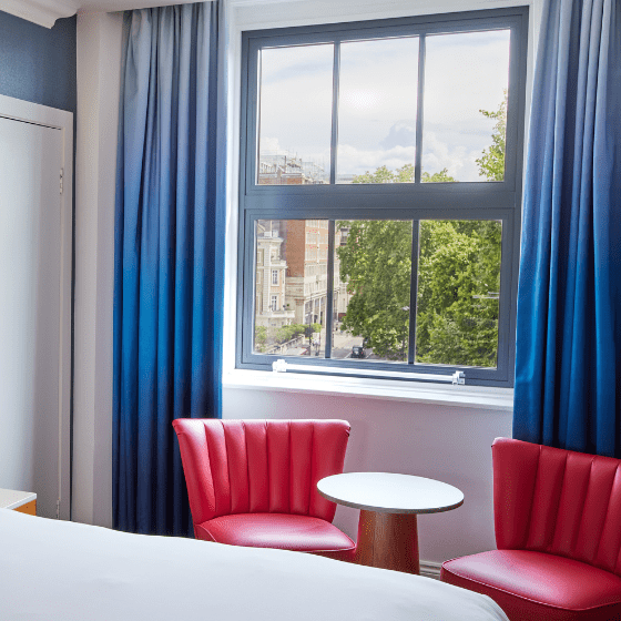 Seating area in front of window at the Cumberland hotel