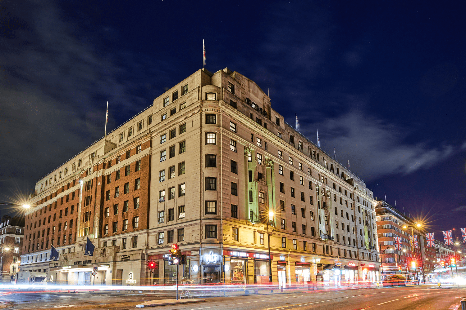 Exterior shot of the Cumberland at night