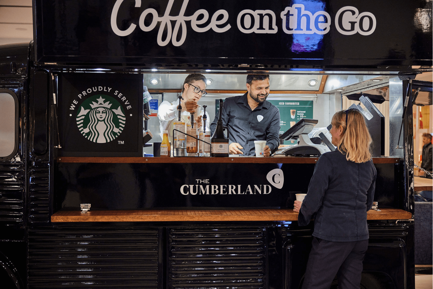 Starbucks truck in the Cumberland lobby